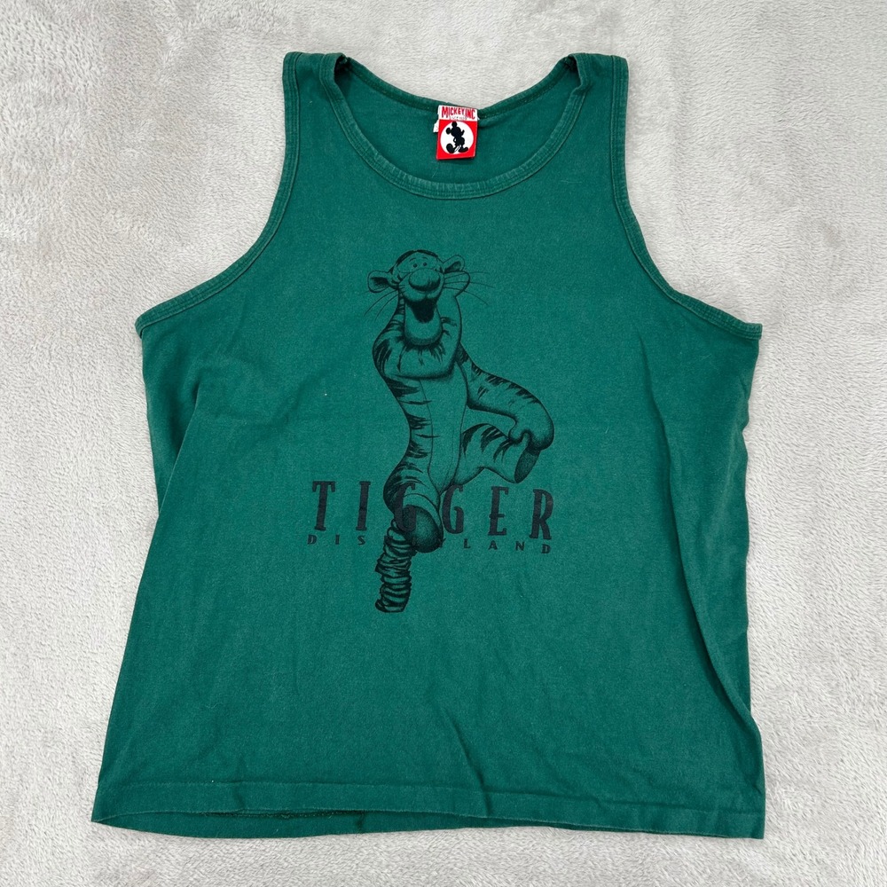 Vintage Mickey Inc Mens Tigger Disneyland Tank Top Large Green Preowned Disney